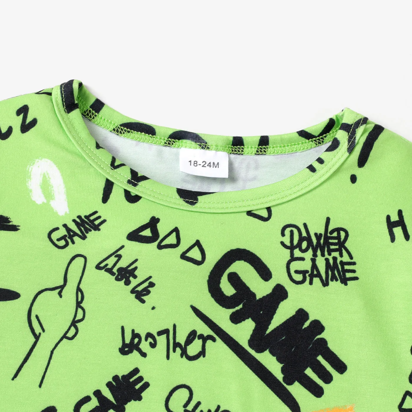 2pcs Toddler Boy Trendy Ripped Denim Shorts and Letter Print Tee Set