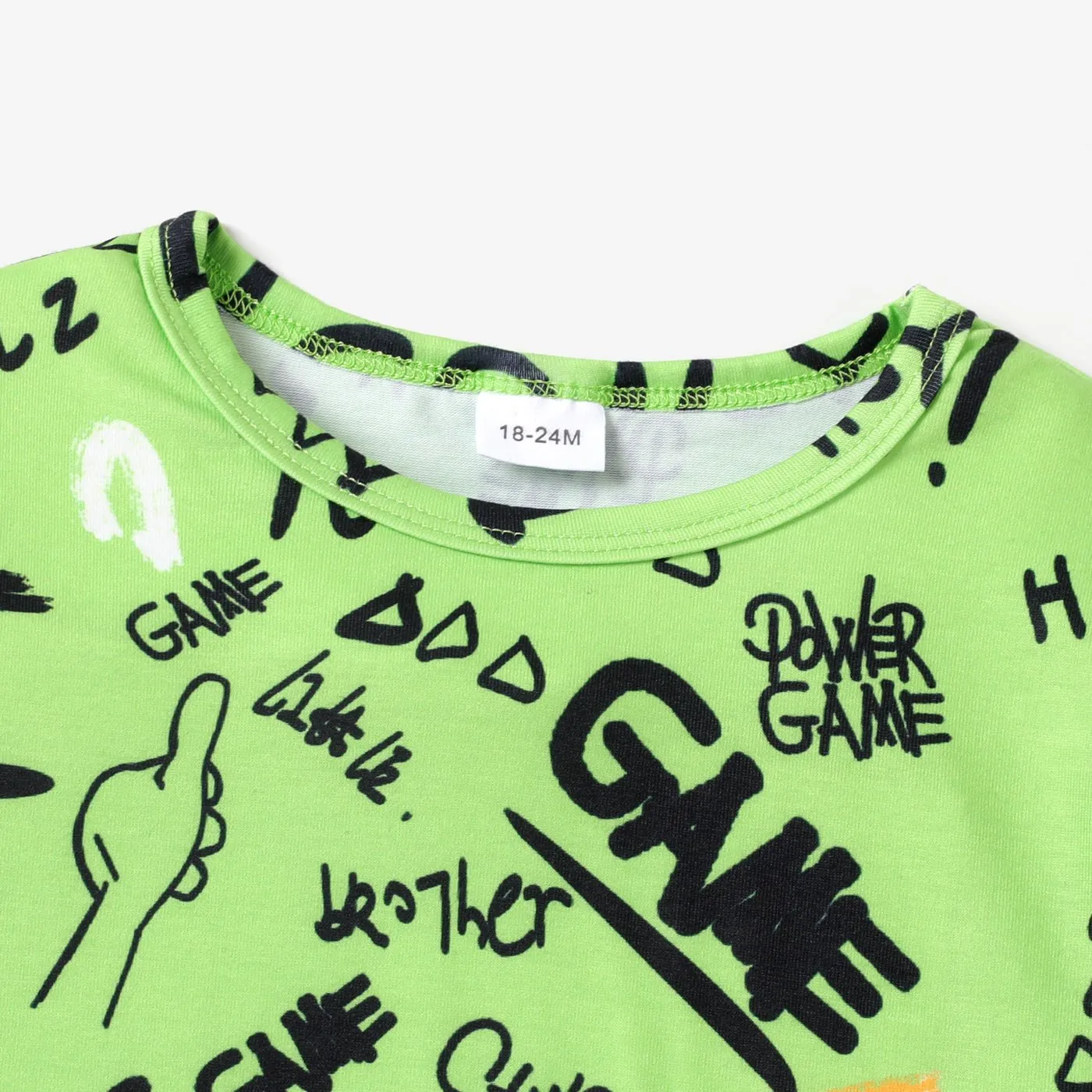2pcs Toddler Boy Trendy Ripped Denim Shorts and Letter Print Tee Set