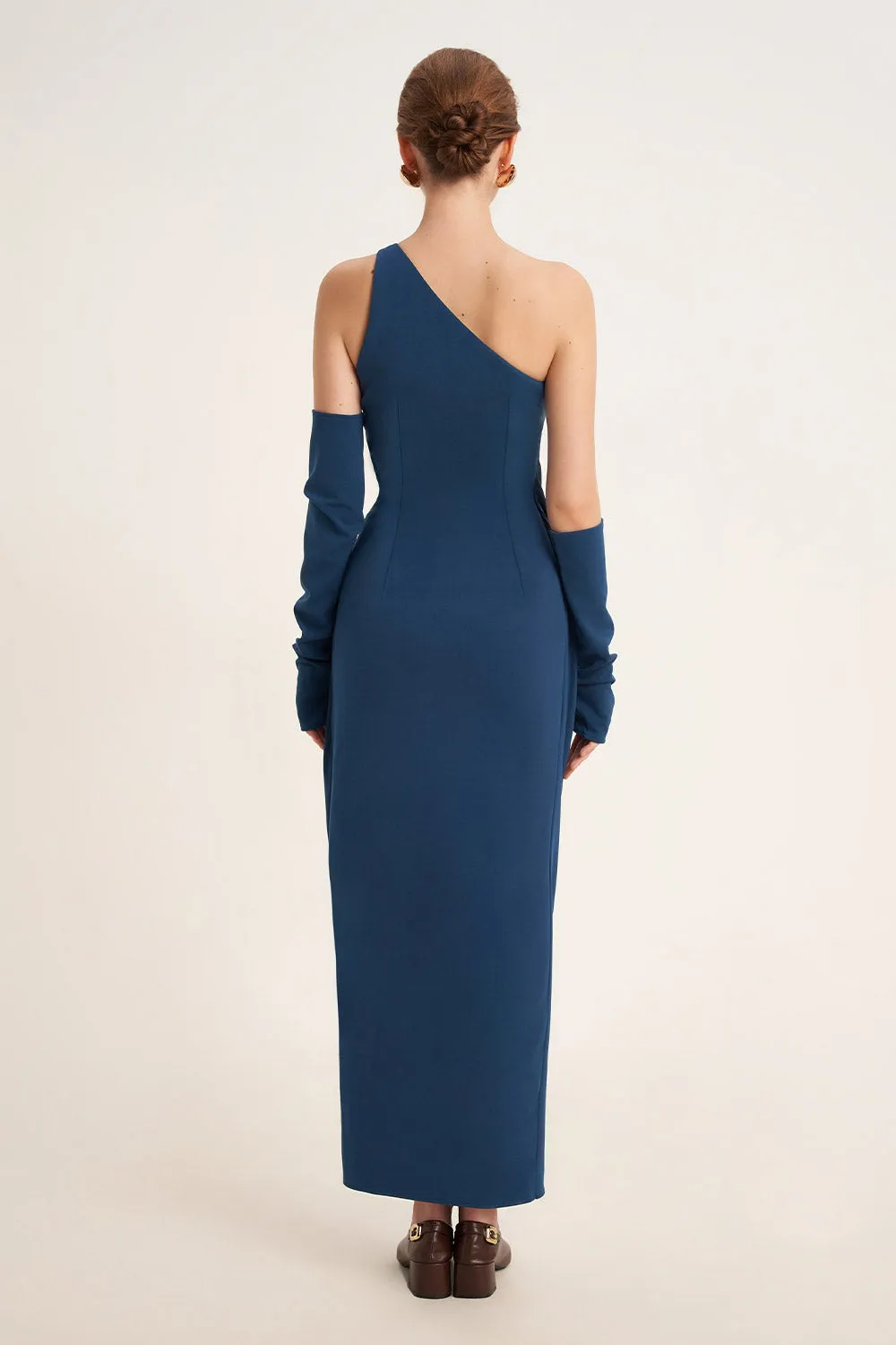 Adenium Cocoon One Shoulder Cotton Ankle Length Dress