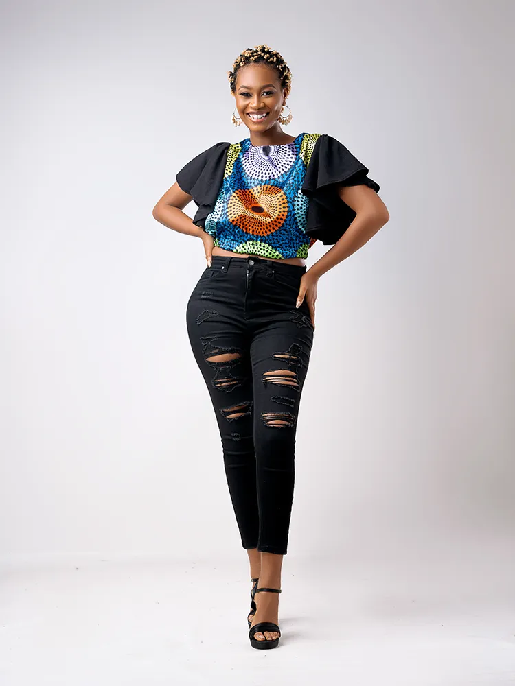 African Print two toned Folake set