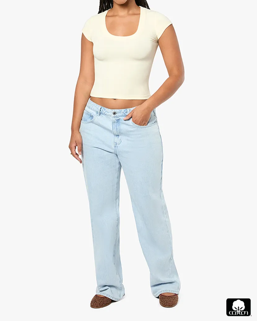 Baggy Mid Rise Straight Pant