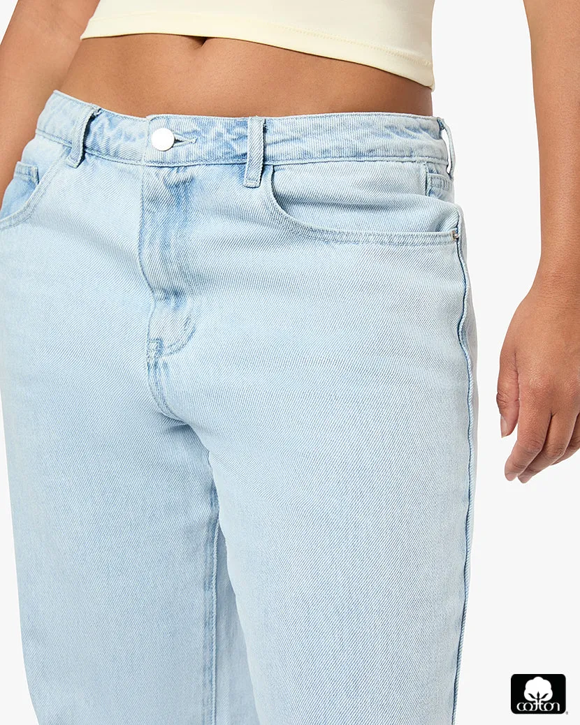 Baggy Mid Rise Straight Pant
