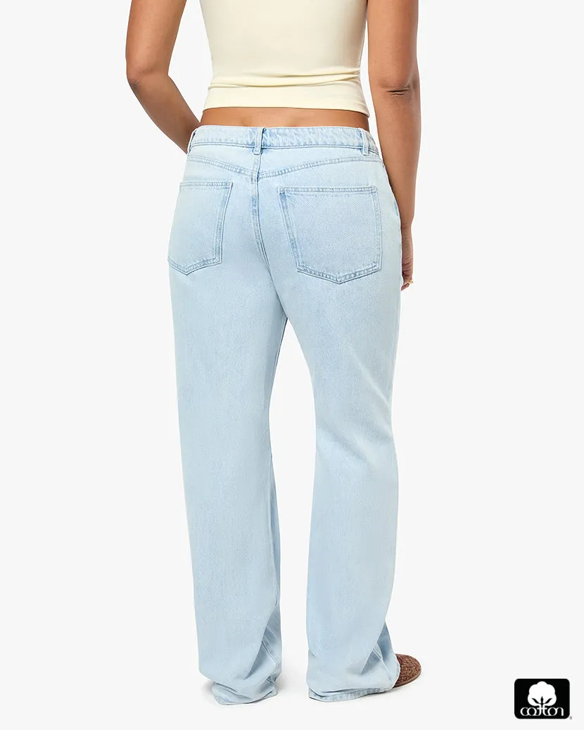 Baggy Mid Rise Straight Pant