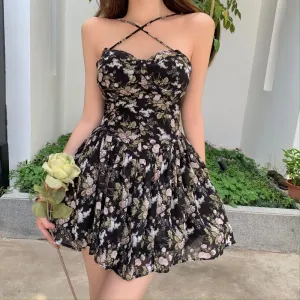 Black Beauty: Vintage Floral Sling Sundress