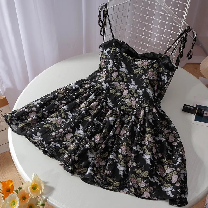 Black Beauty: Vintage Floral Sling Sundress
