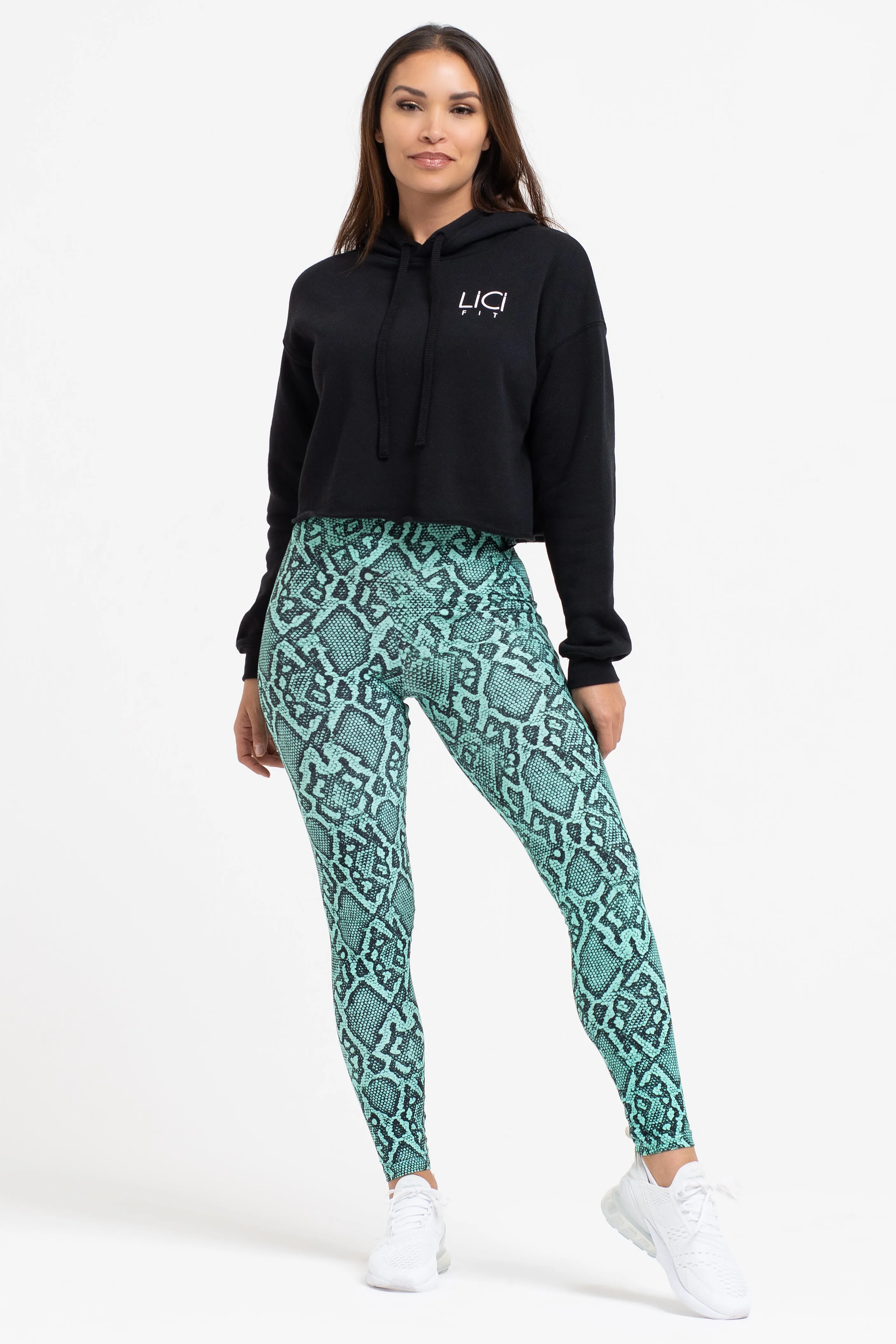 Black LiCi Cropped Fleece Hoodie