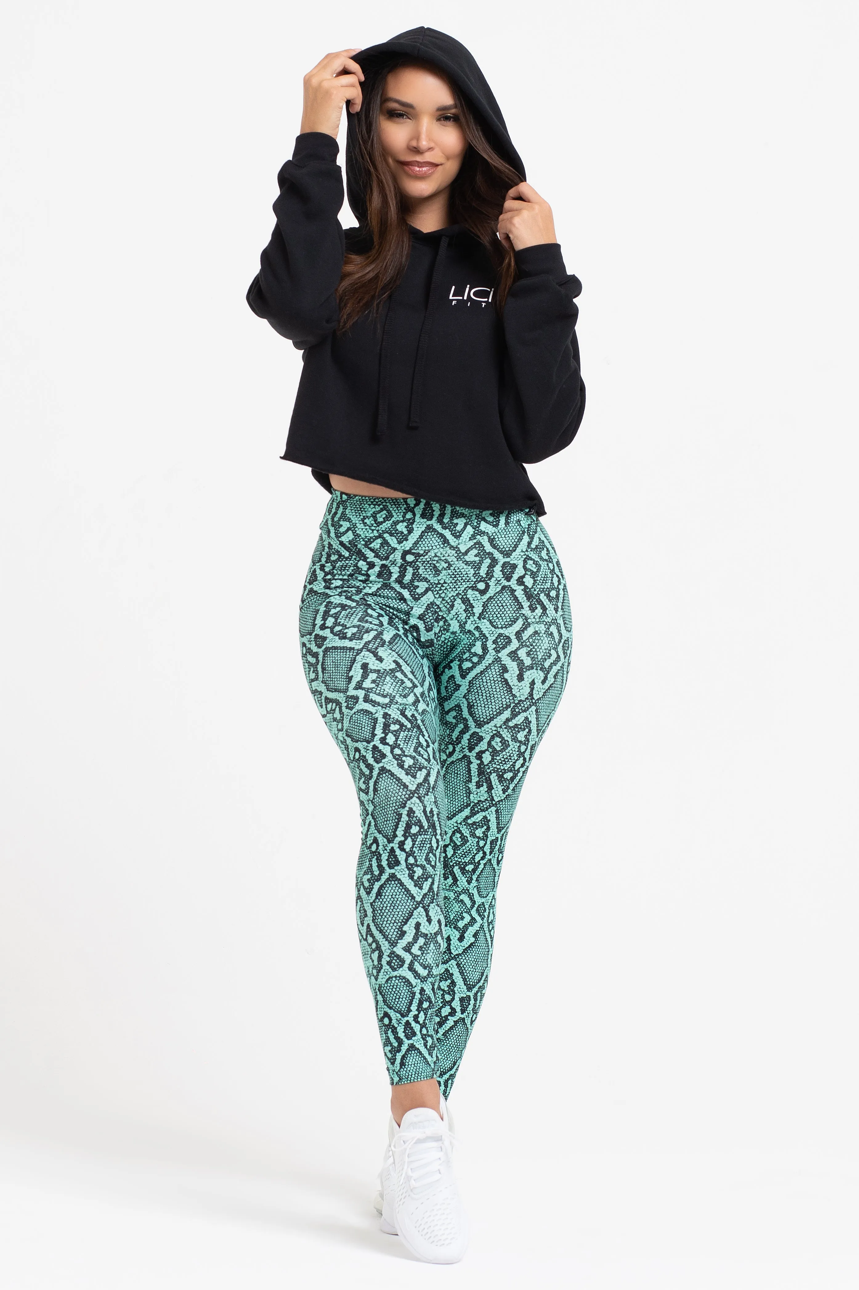 Black LiCi Cropped Fleece Hoodie
