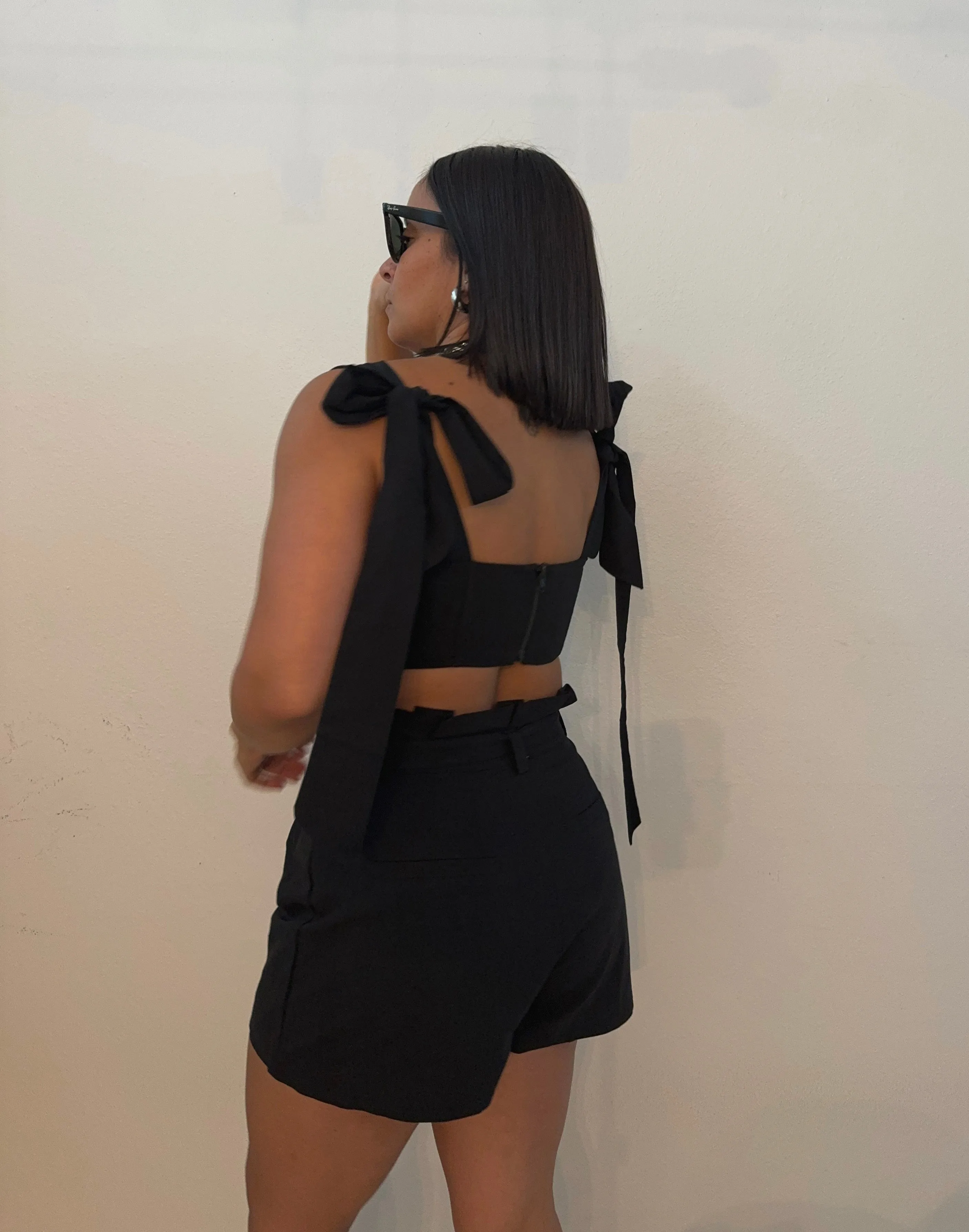 Black Shorts & Crop Top