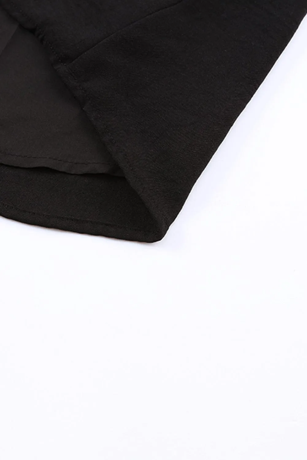 Black Sleeveless V Neck Knotted Blouse