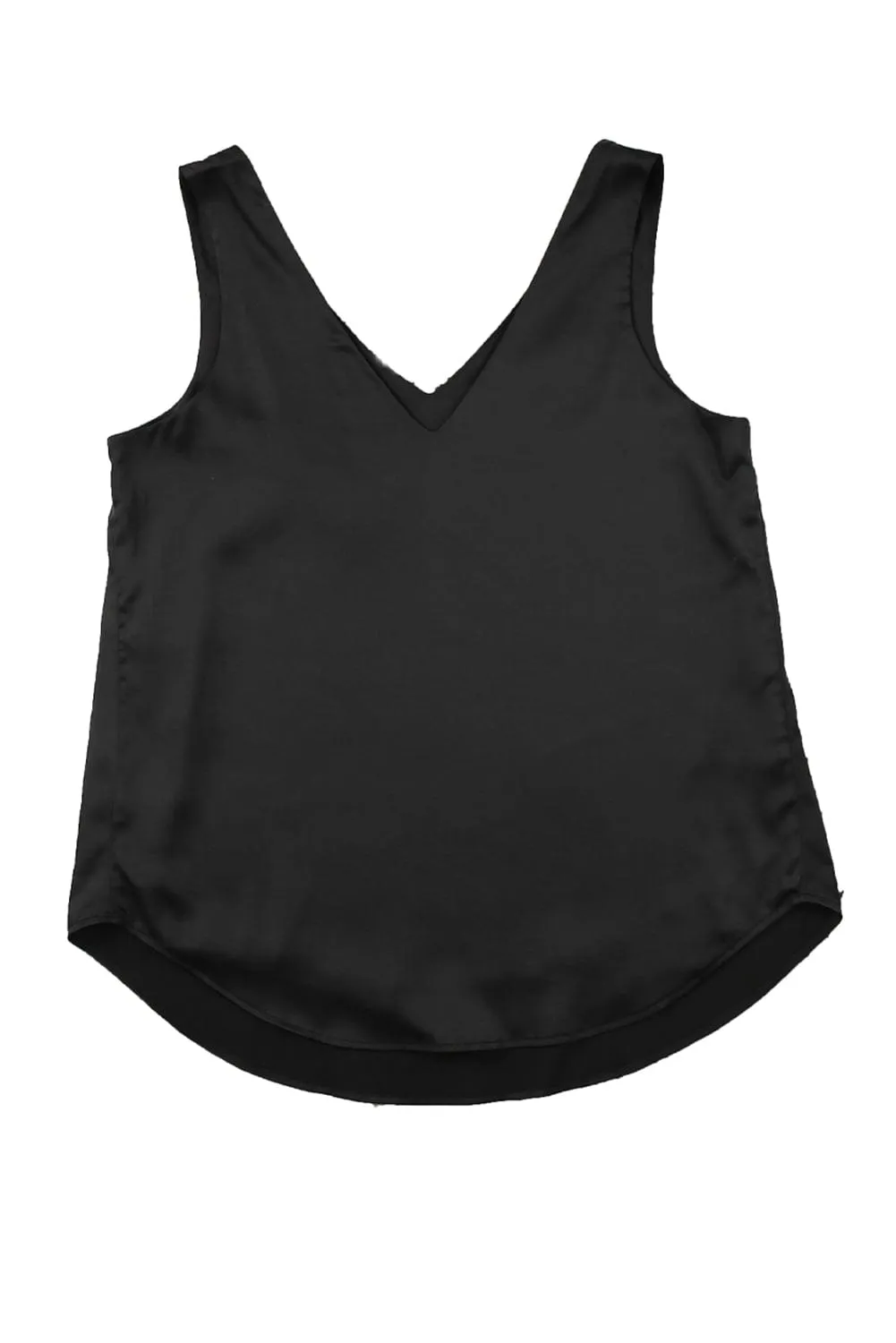 Black Sleeveless V Neck Knotted Blouse