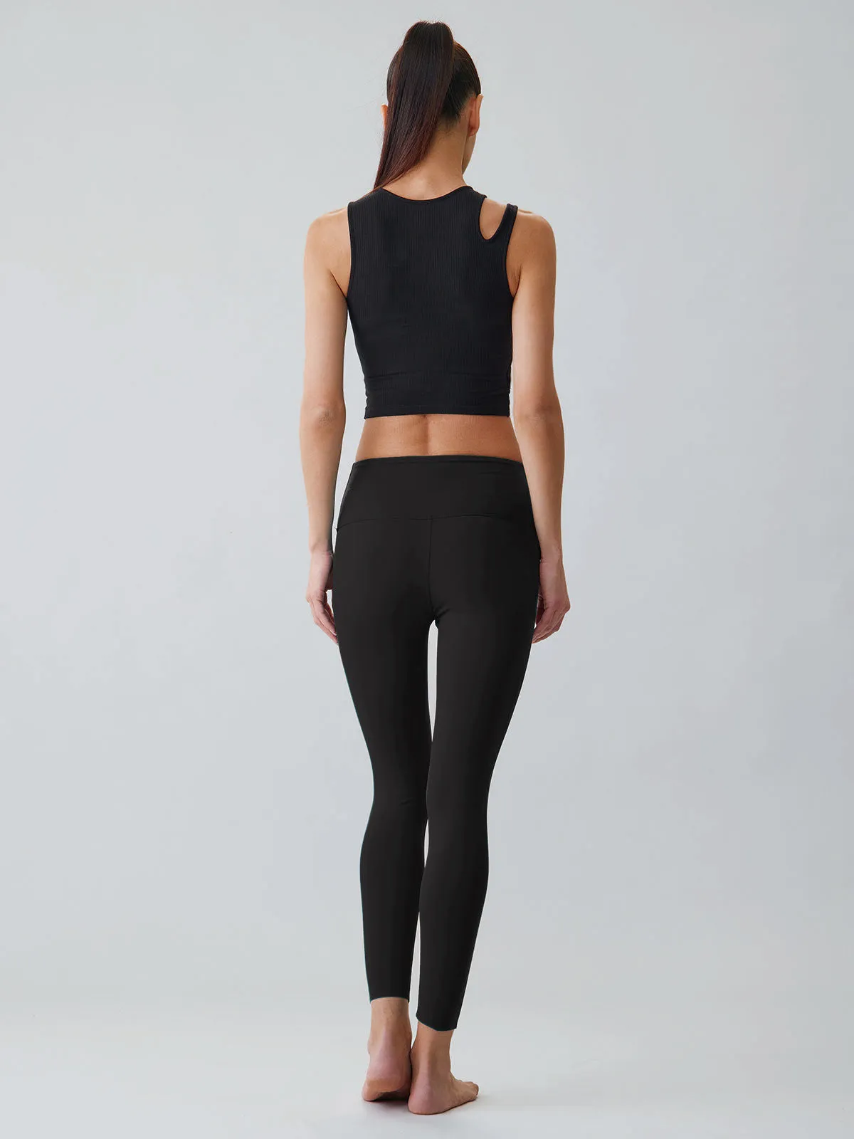 Black Spliced Cut-Out Sports Bra - Light Support