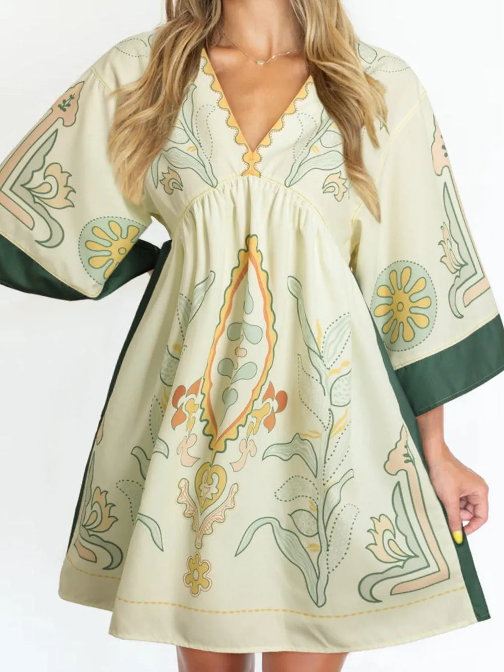 Bohemian Vibe Multicolour Kimono Dress with Floral Print