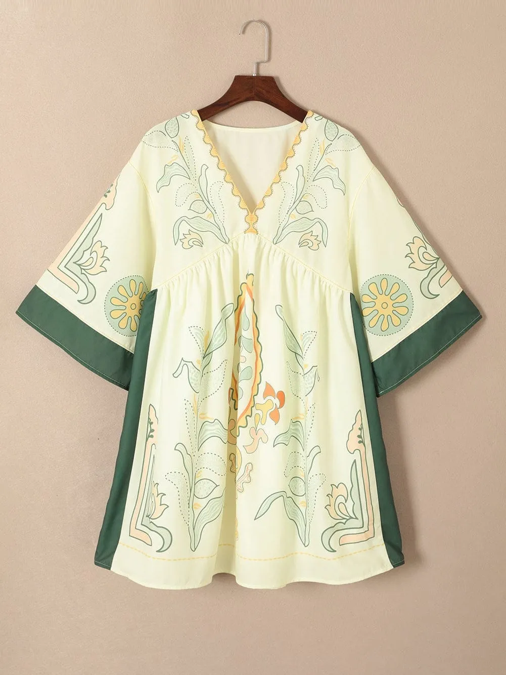 Bohemian Vibe Multicolour Kimono Dress with Floral Print
