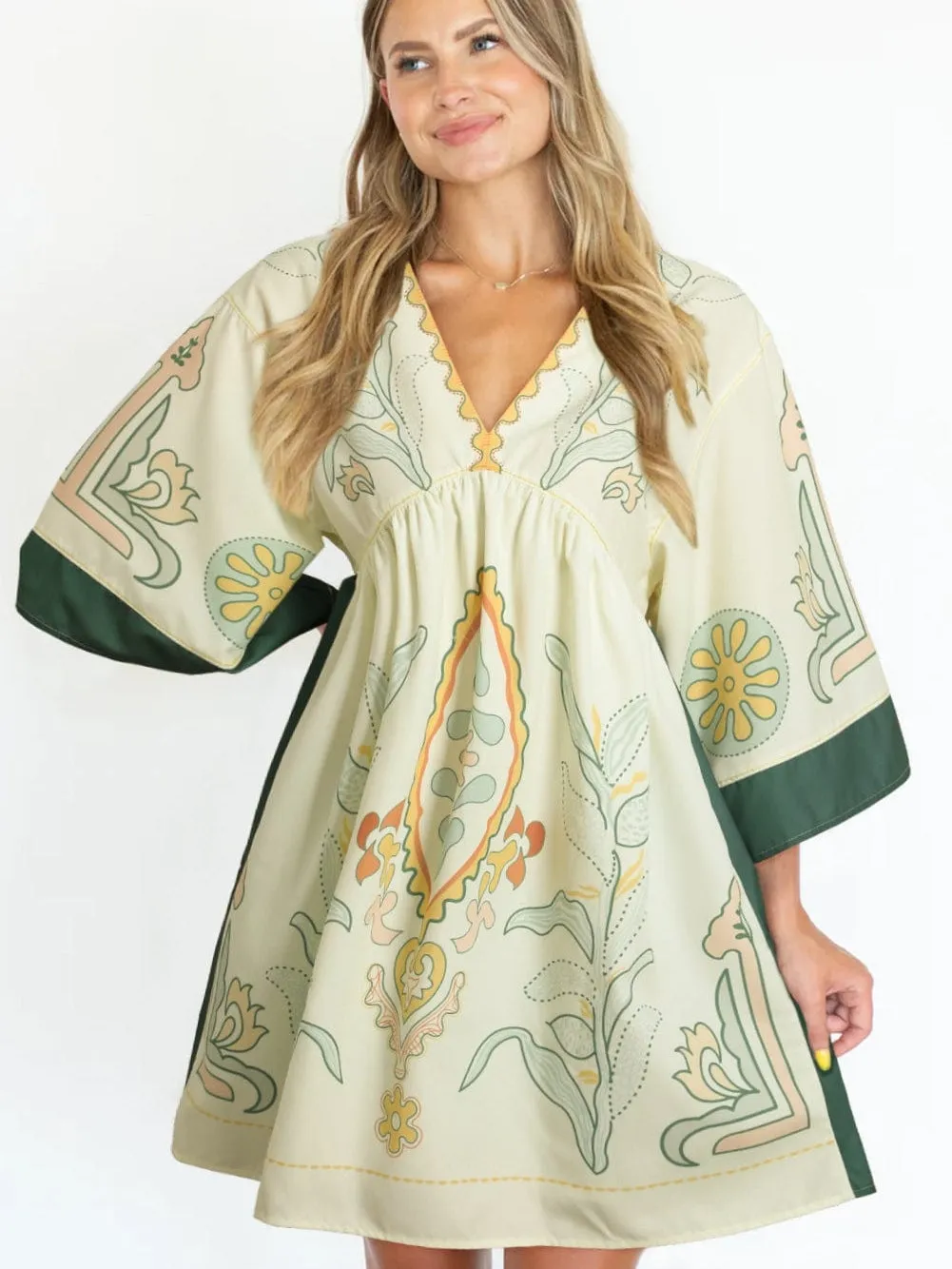 Bohemian Vibe Multicolour Kimono Dress with Floral Print