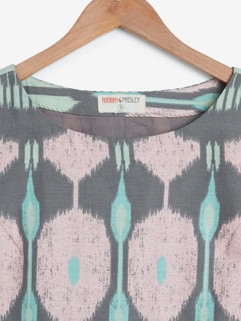 Bombay Paisley Grey Ikat Patterned Dress