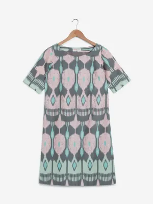 Bombay Paisley Grey Ikat Patterned Dress