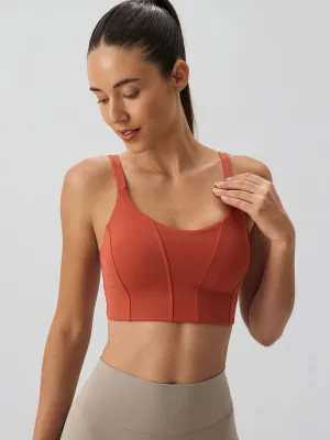 Brick Red Scoop Neck Sports Bra - High Support