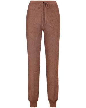 Brown Metallic Knit Pants