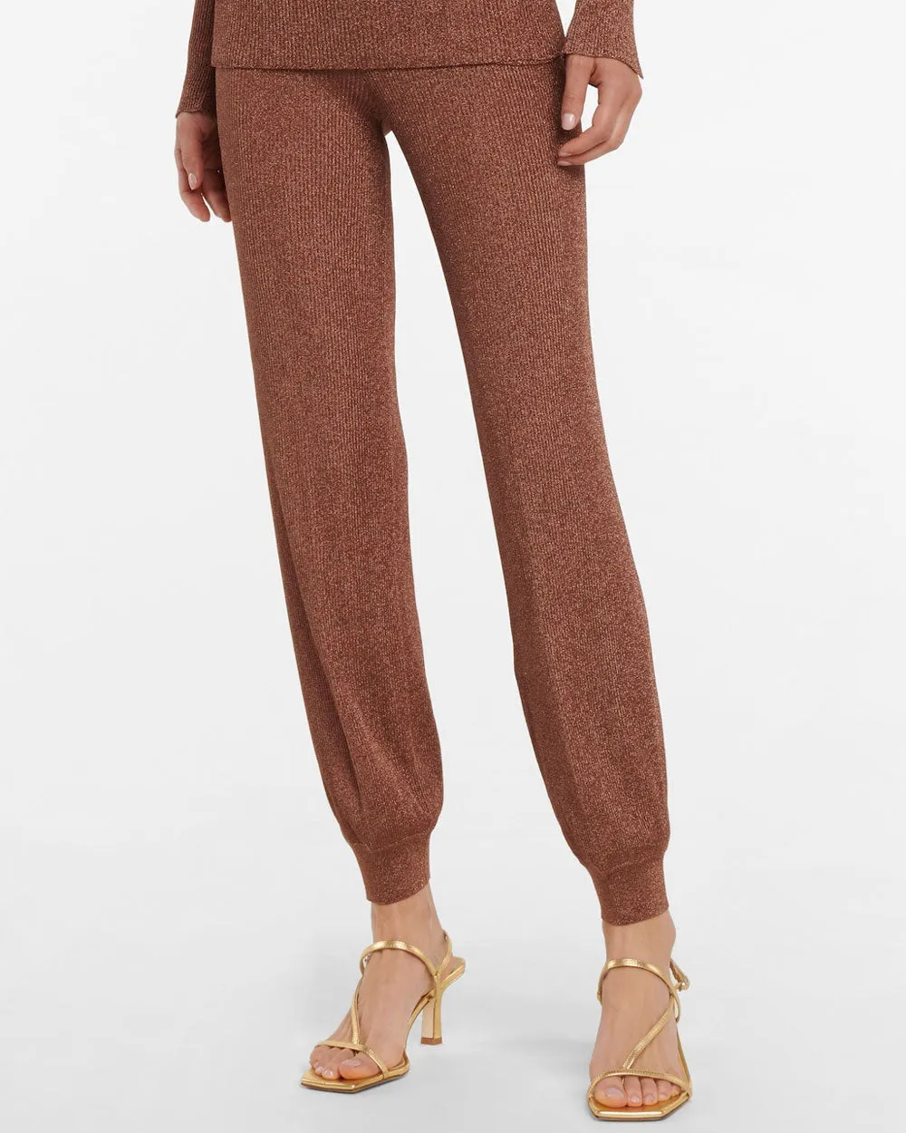 Brown Metallic Knit Pants