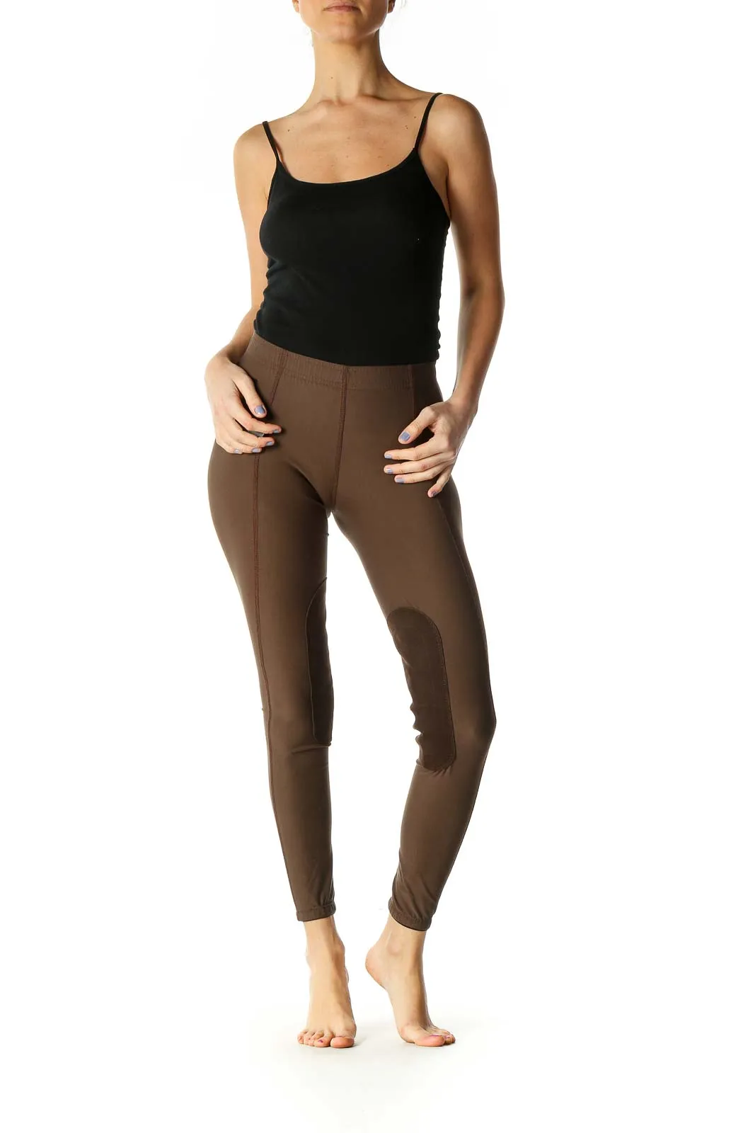 Brown Solid Casual Leggings