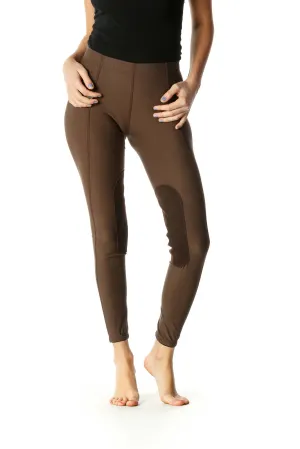 Brown Solid Casual Leggings