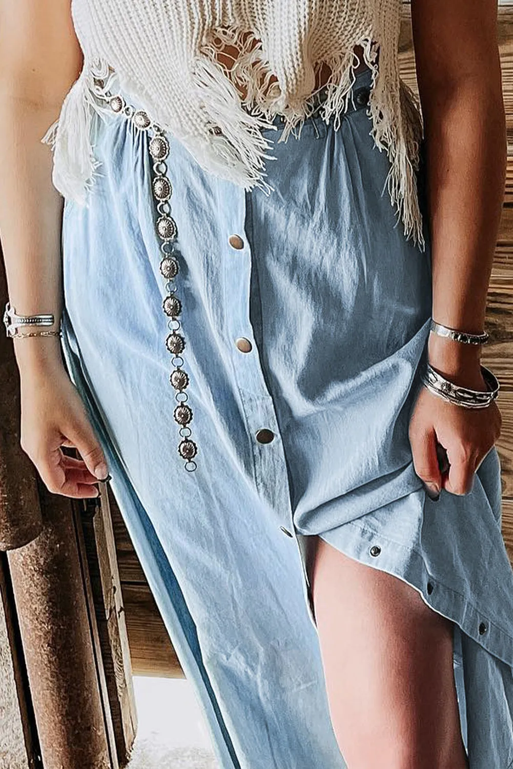 Casual Button Down Maxi Skirt