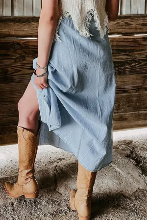 Casual Button Down Maxi Skirt