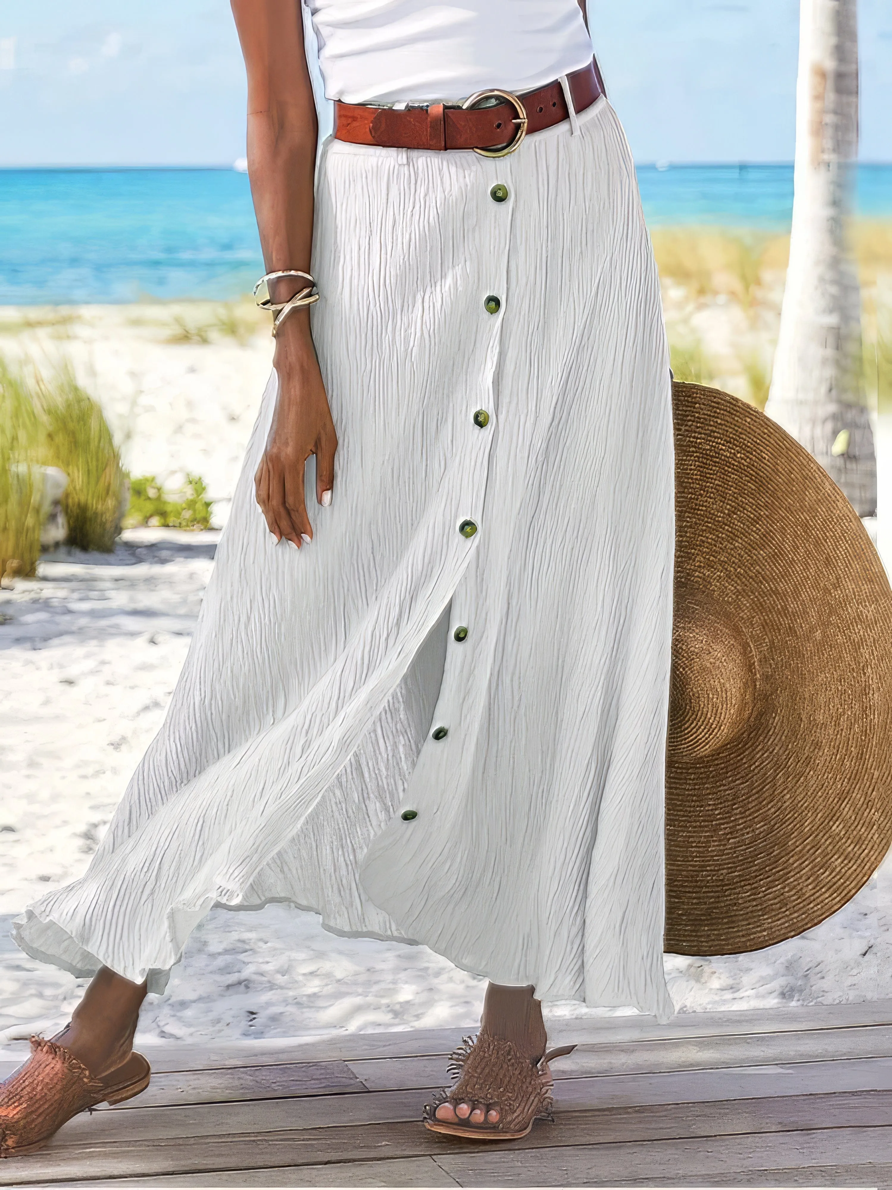 Casual Button Down Maxi Skirt