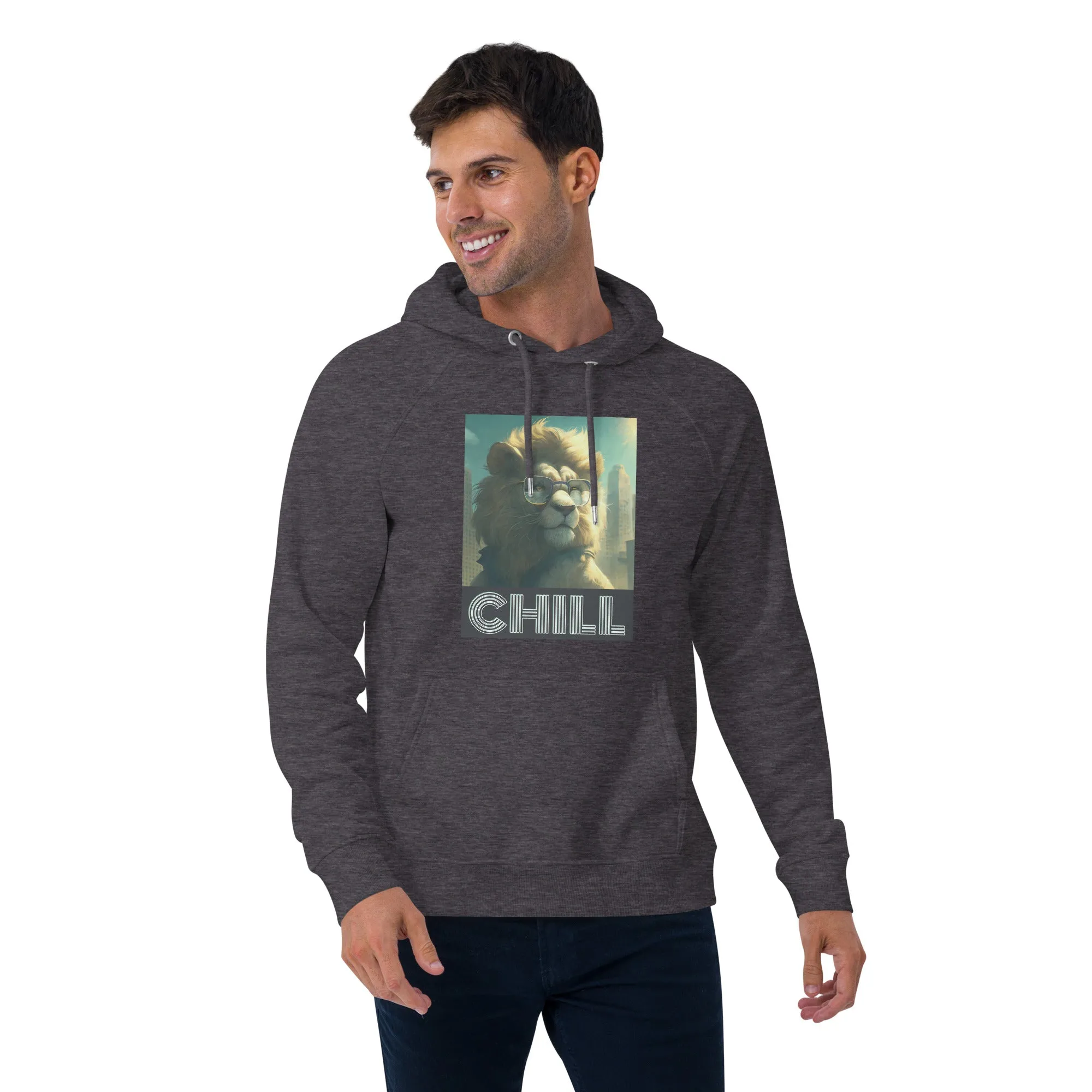 Cool Cat Chill Unisex eco raglan hoodie