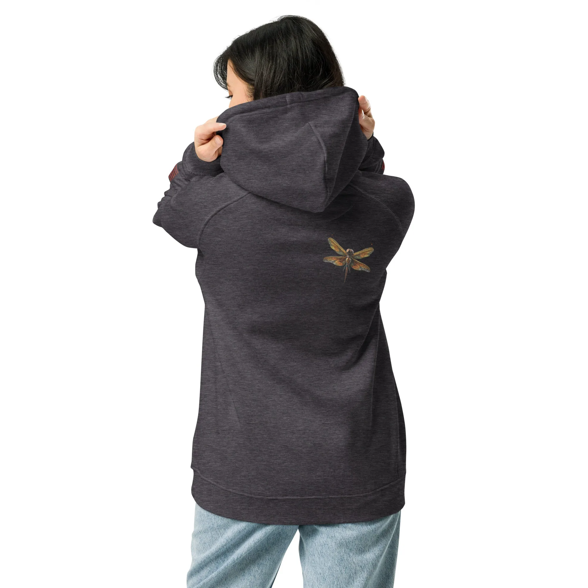 Crispy Dragonfly Unisex eco raglan hoodie