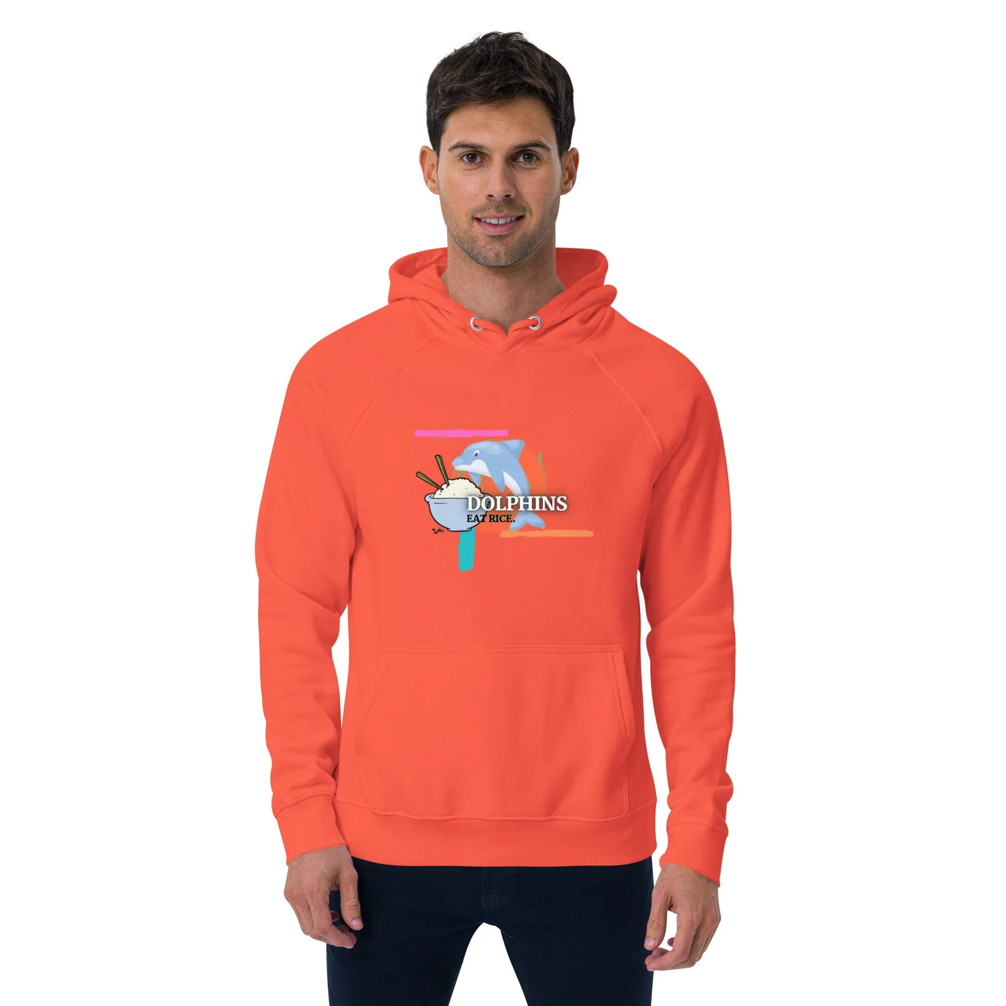 Dolphins Eat Rice Unisex eco raglan hoodie