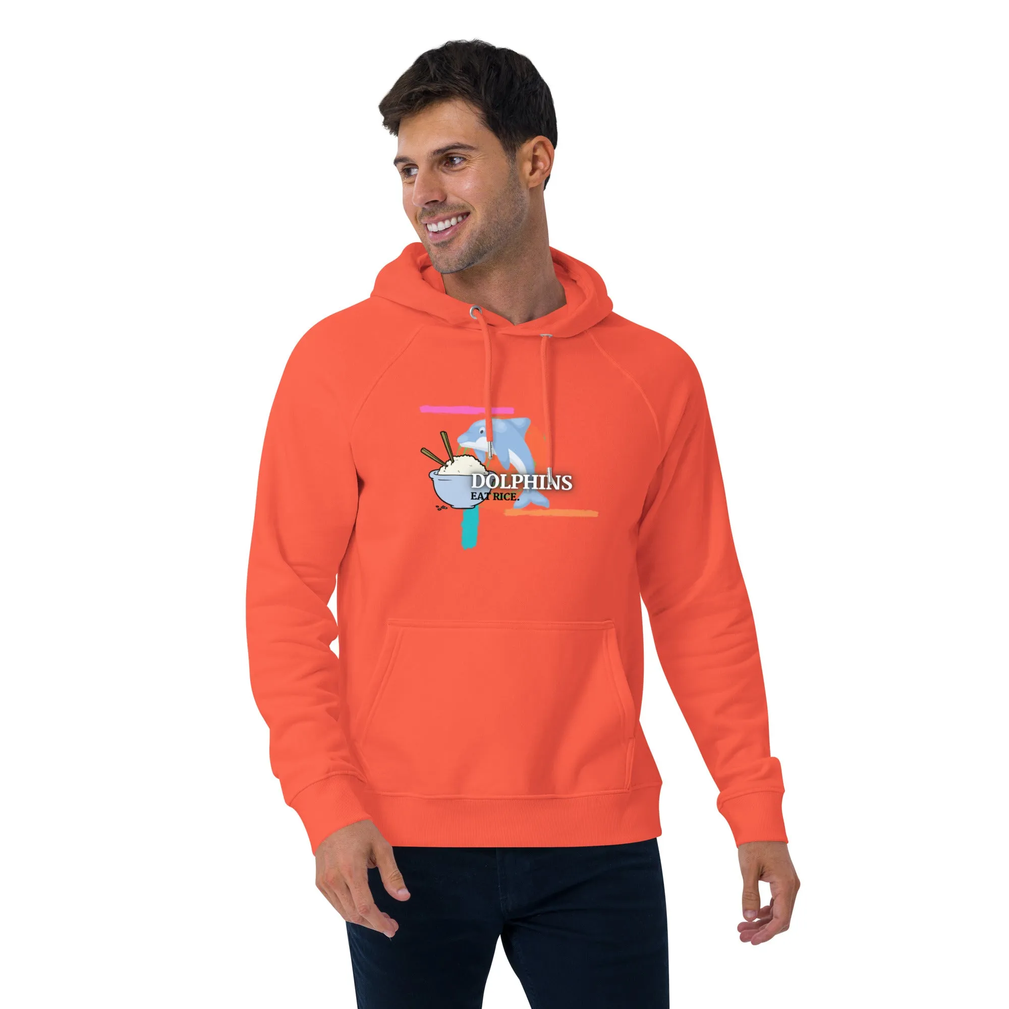 Dolphins Eat Rice Unisex eco raglan hoodie