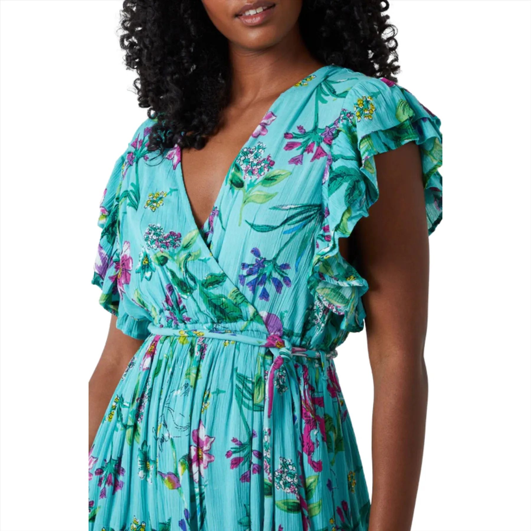 Double V Crossover Top Floral Maxi Dress | Green