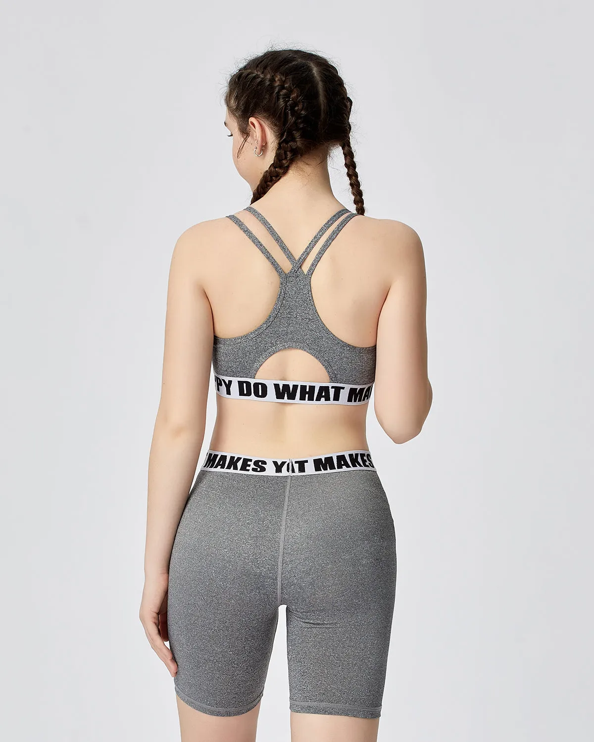Energized Junior Artletes Strappy Sports Bra with Slogan Elastic Band