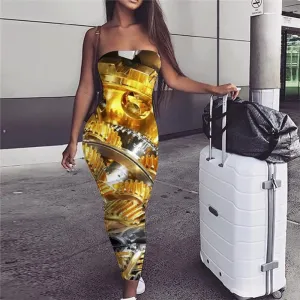 Engine Dress Women Gear sleeveless Art Sundress Womens Clothing Casual Ladies
