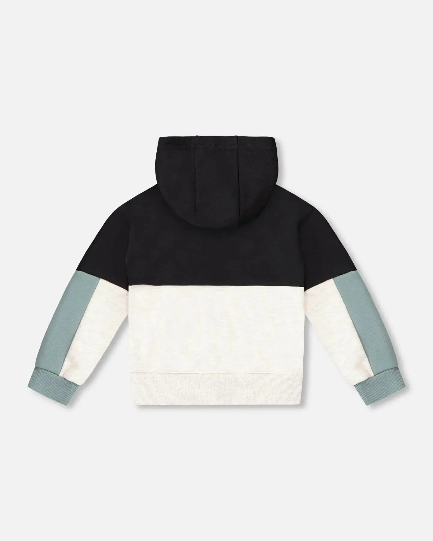 French Terry Color Block Full Zip Hoodie Cardigan Sweatshirt Black, Teal And Shimmer