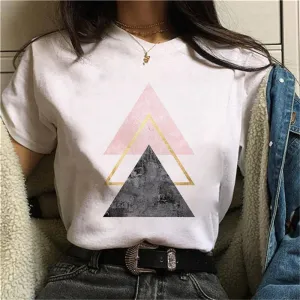 Geometry Printed Women T-Shirt | Women 90s Graphic Shirts | Short Sleeve Female Shirt | Harajuku Tops Tee | Pattern design Shirts for Ladies