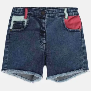 Girls Blue Raw Hem Denim Shorts