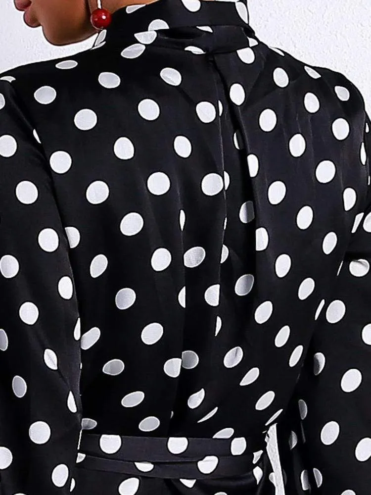 Half Sleeve White Dot Short Casual Dress