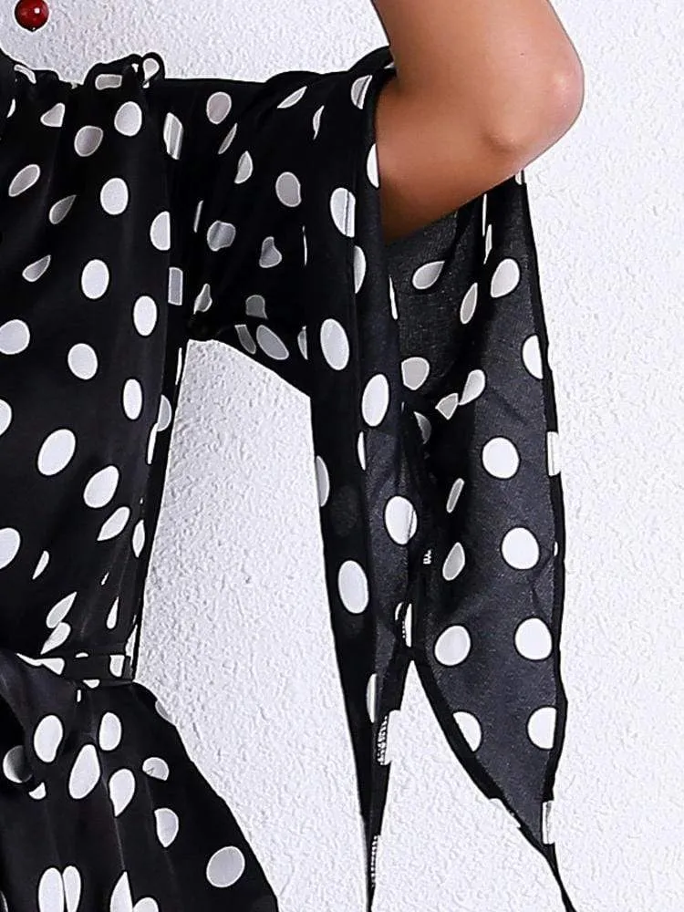 Half Sleeve White Dot Short Casual Dress