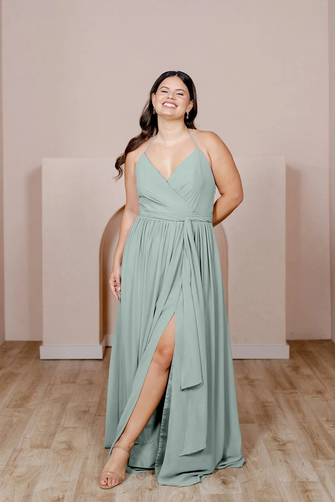Hannah Chiffon Faux Wrap Dress | Made To Order