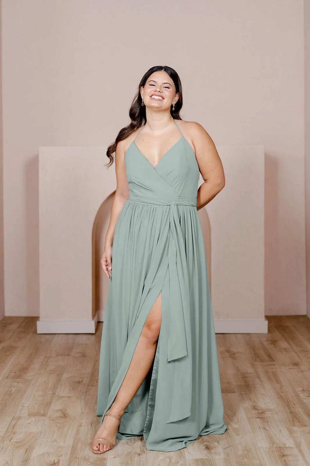 Hannah Chiffon Faux Wrap Dress | Made To Order