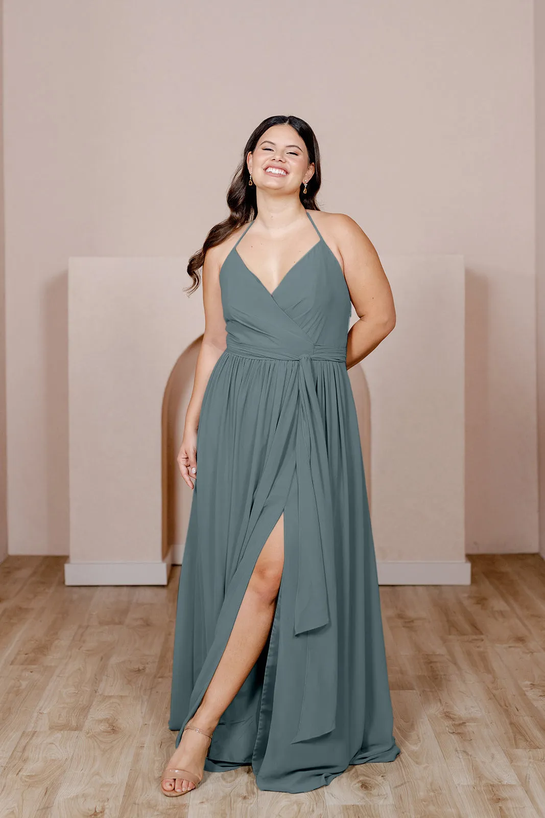 Hannah Chiffon Faux Wrap Dress | Made To Order