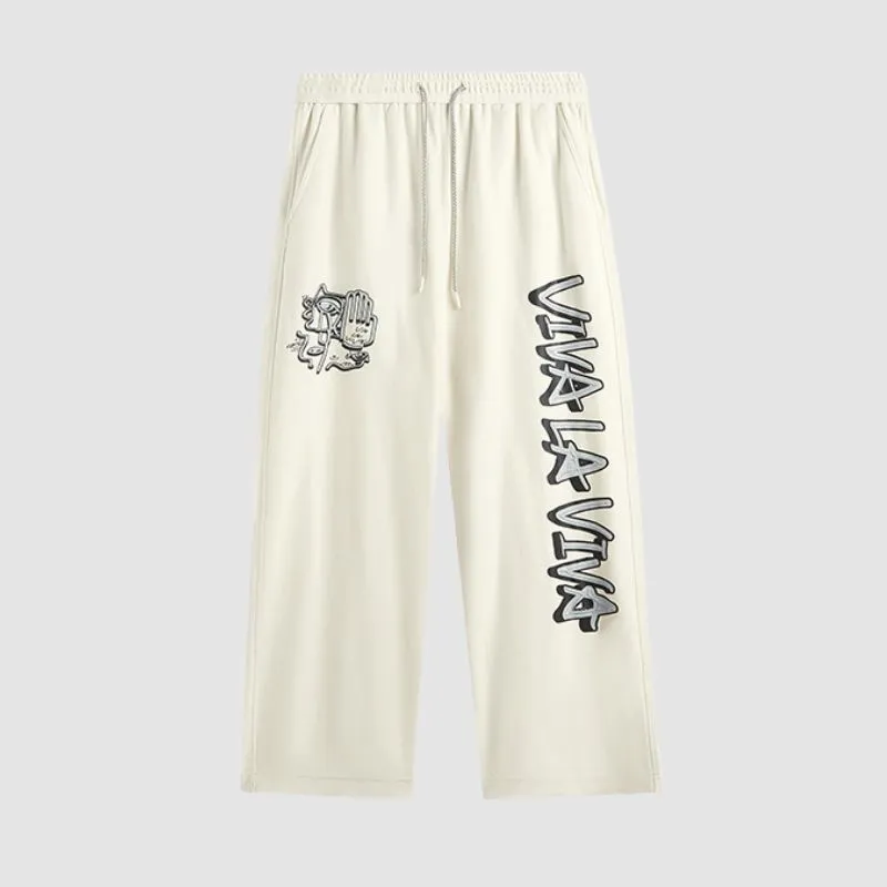 Hip-hop Letter Printed Wide Leg Pants