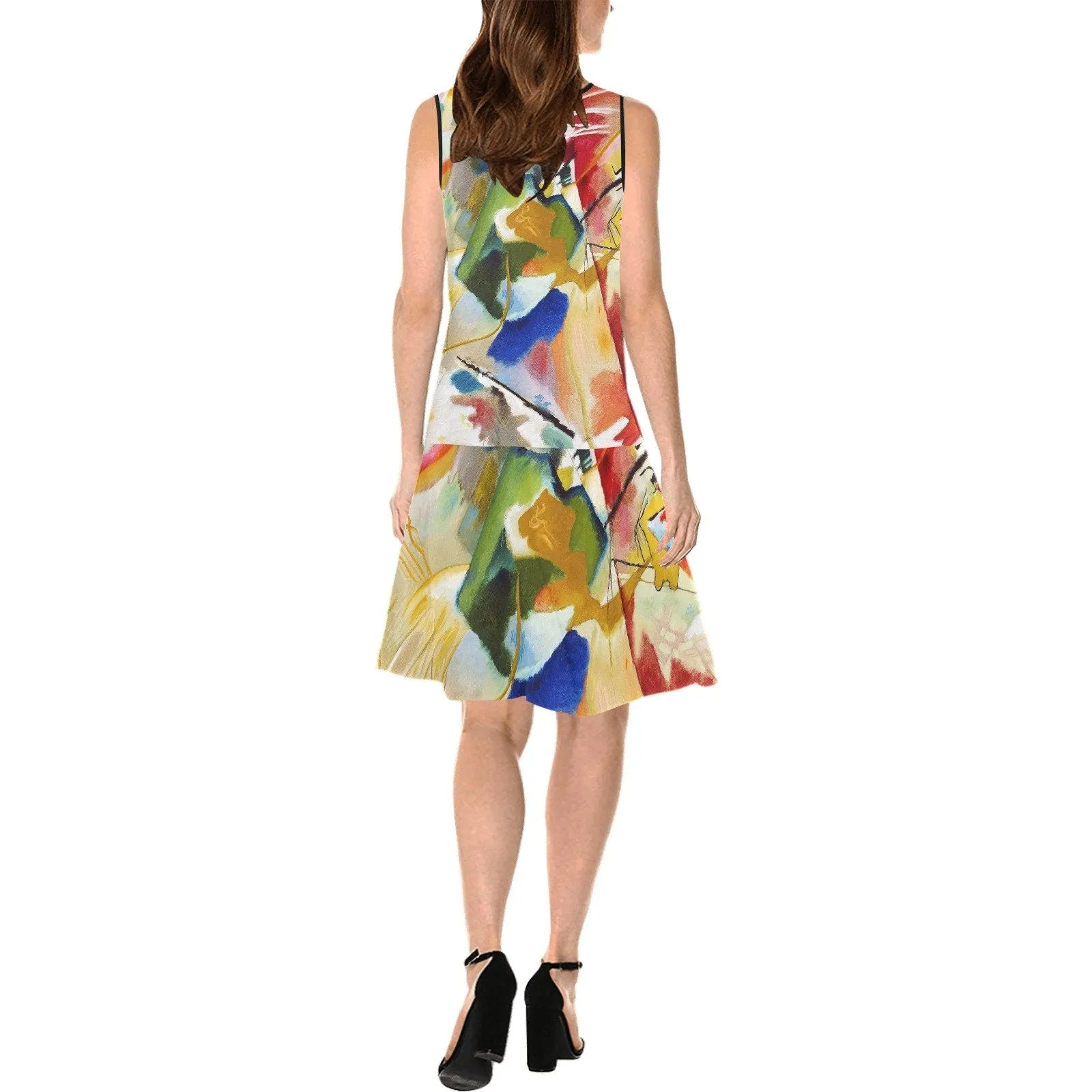 Kandinsky print Spliced Shift Dress,Casual/Formal,Gift For Her/Mom/Anniversary/Wife/GirlfrAunt/Mom,Birthday,Valentine/Thanksgiving/Halloween