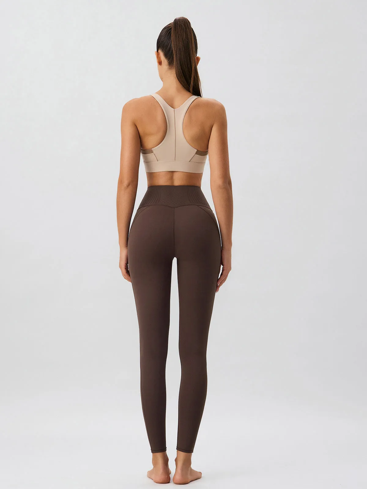 Khaki Front-Zip Sports Bra - High Support