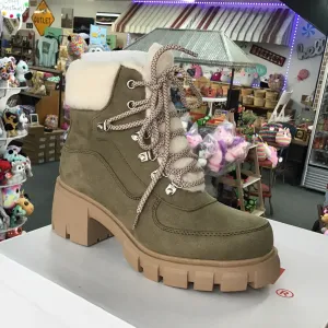 Khaki with Sherpa Combat Boots