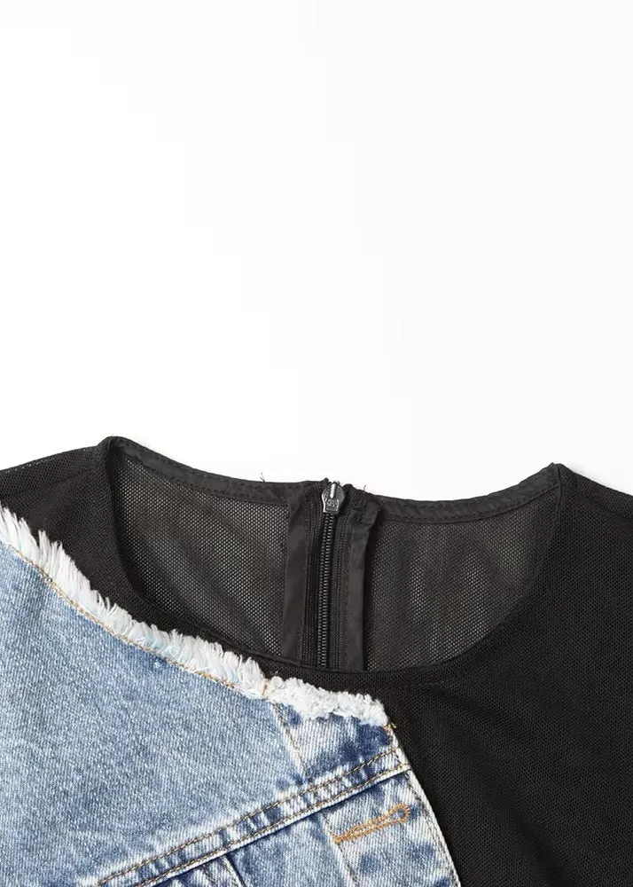 Ladonna Mesh & Denim Mini Dress