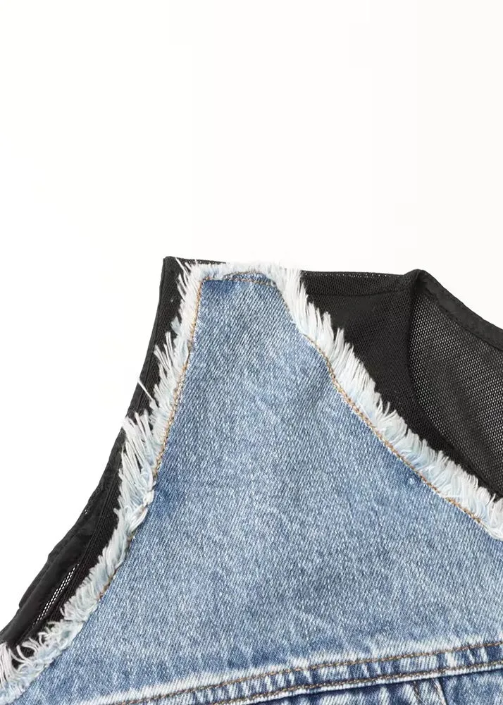 Ladonna Mesh & Denim Mini Dress