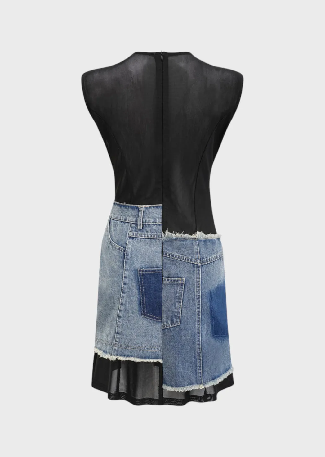 Ladonna Mesh & Denim Mini Dress